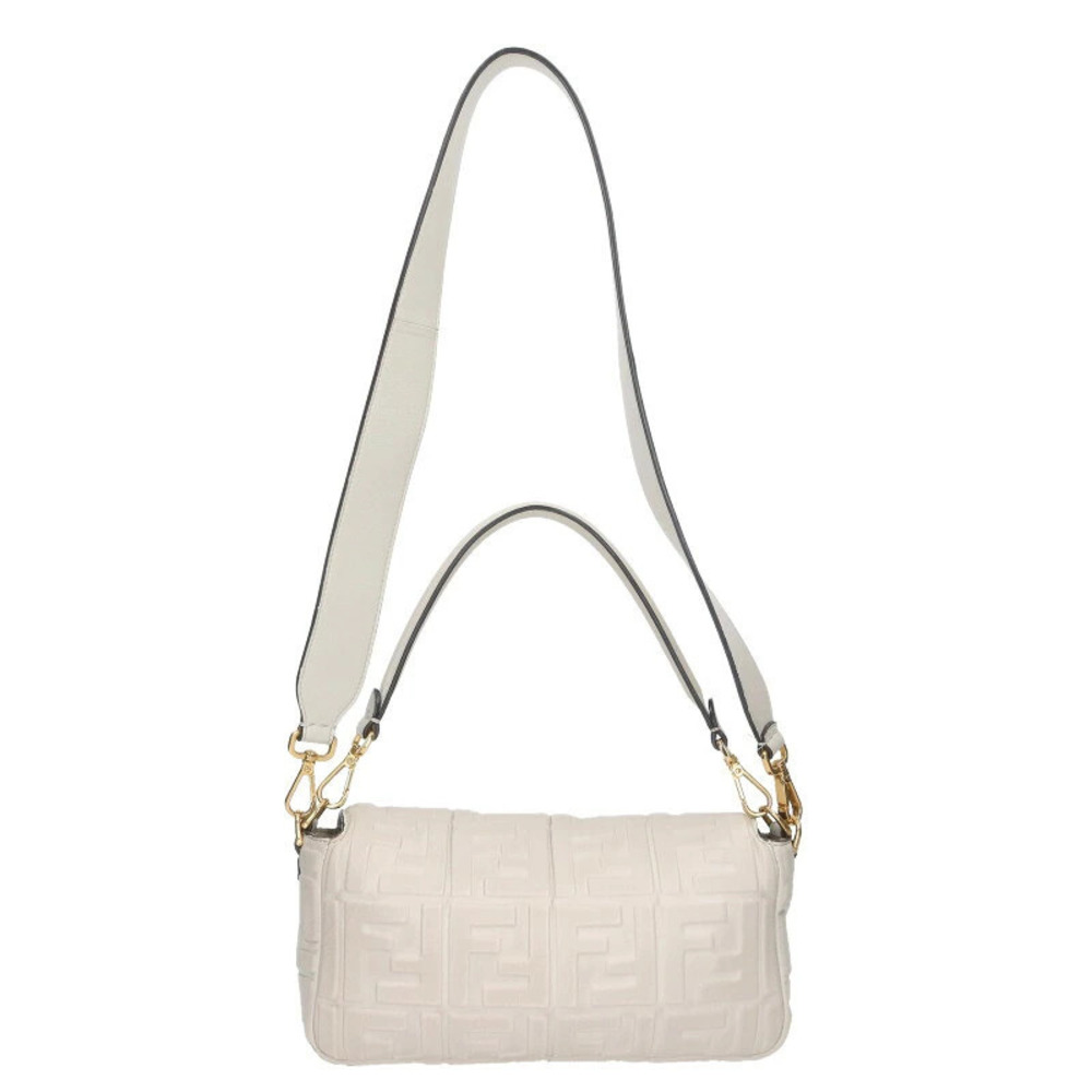 Fendi Bag Embossed Baguette Beige Shoulder Tan